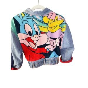 0260 Vtg 90s Too Cute Hollywood Tiny Toons Denim Jacket Kids 12 Womens XS S